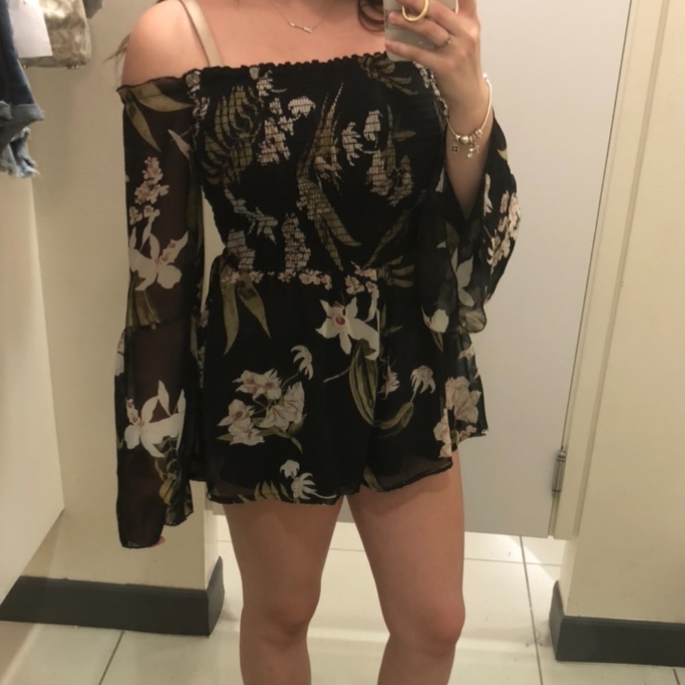 Black Floral Romper